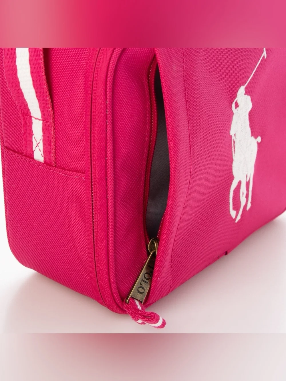 Polo by Ralph Lauren Fuchsia Lunch Tote with White Big Pony Logo